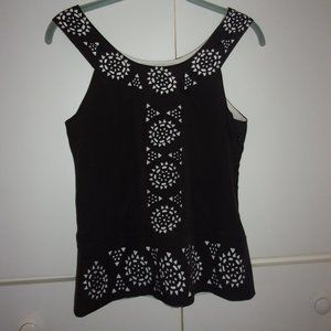Romeo & Juliet Couture Black & White Laser Cut Tank